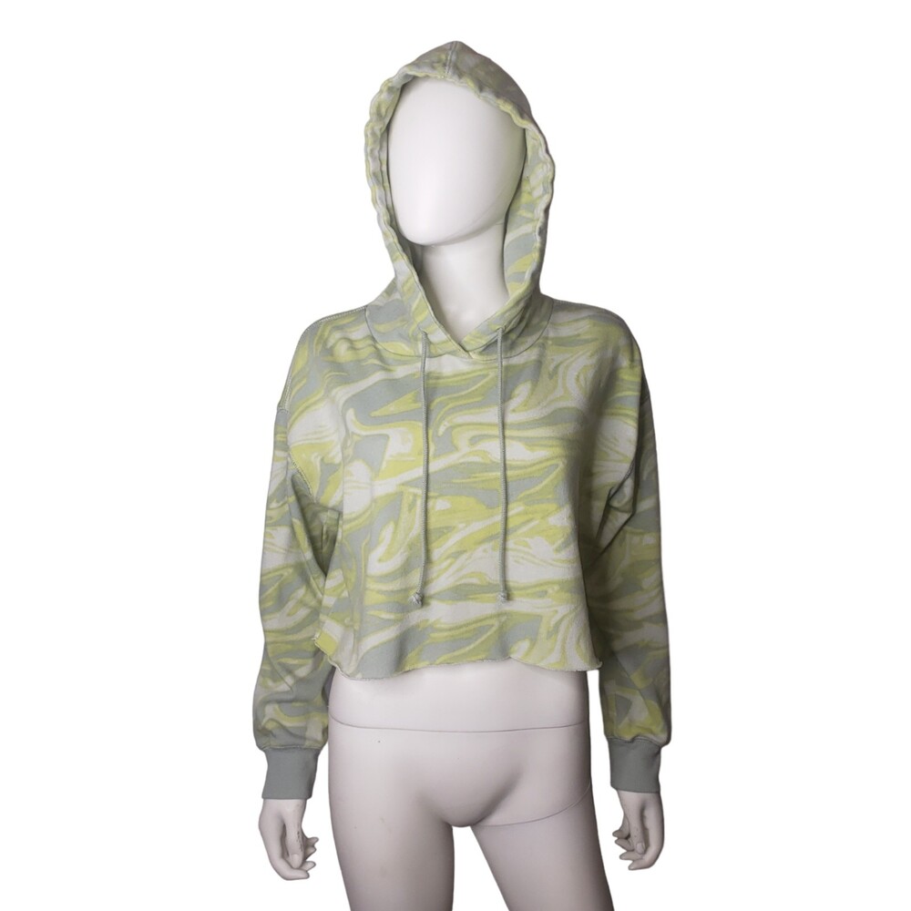 WILD FABLE Light Green Camo Cropped Boxy Hoodie Size Large